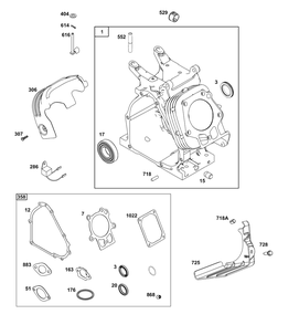 Cylinder Group Diagram and Parts List for 19L236-0143-F1 100000 - 19Z999 Briggs and Stratton Engine